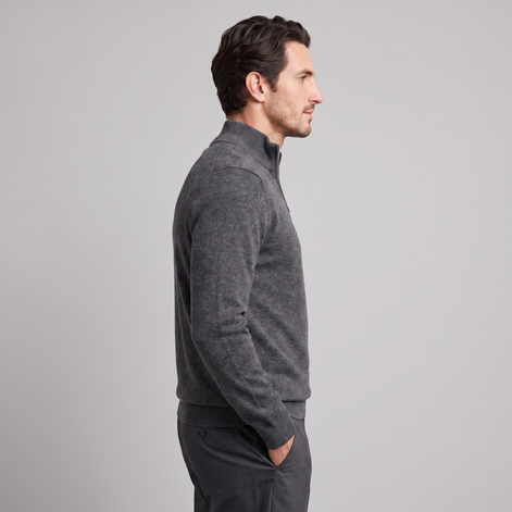 Herren V-Ausschnitt-Pullover mit Reissverschluss-Detail