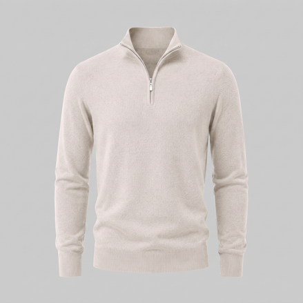 Herren V-Ausschnitt-Pullover mit Reissverschluss-Detail