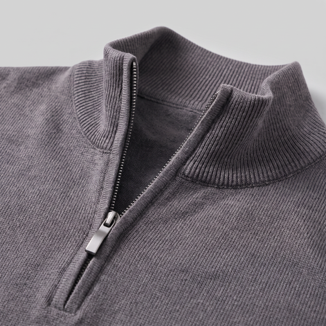Herren V-Ausschnitt-Pullover mit Reissverschluss-Detail