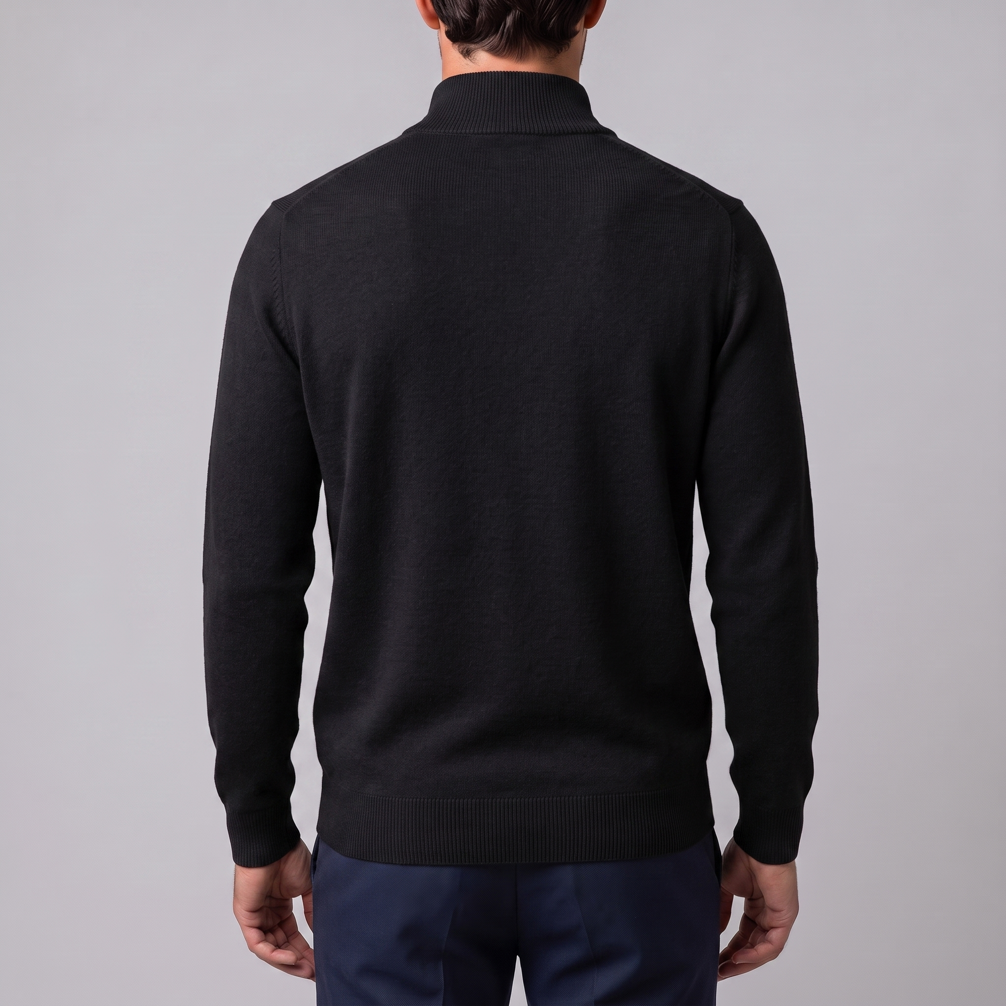 Herren V-Ausschnitt-Pullover mit Reissverschluss-Detail