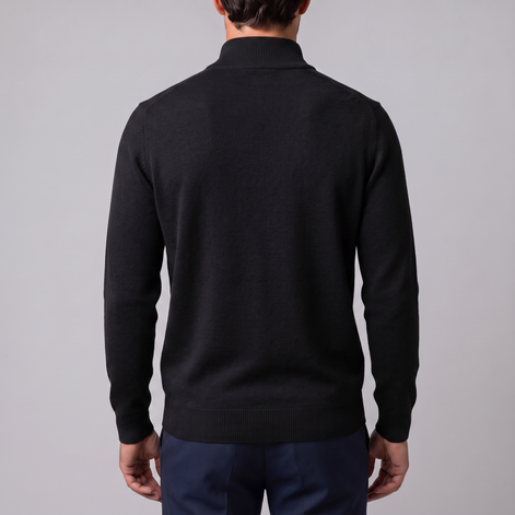 Herren V-Ausschnitt-Pullover mit Reissverschluss-Detail