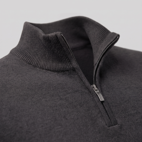 Herren V-Ausschnitt-Pullover mit Reissverschluss-Detail