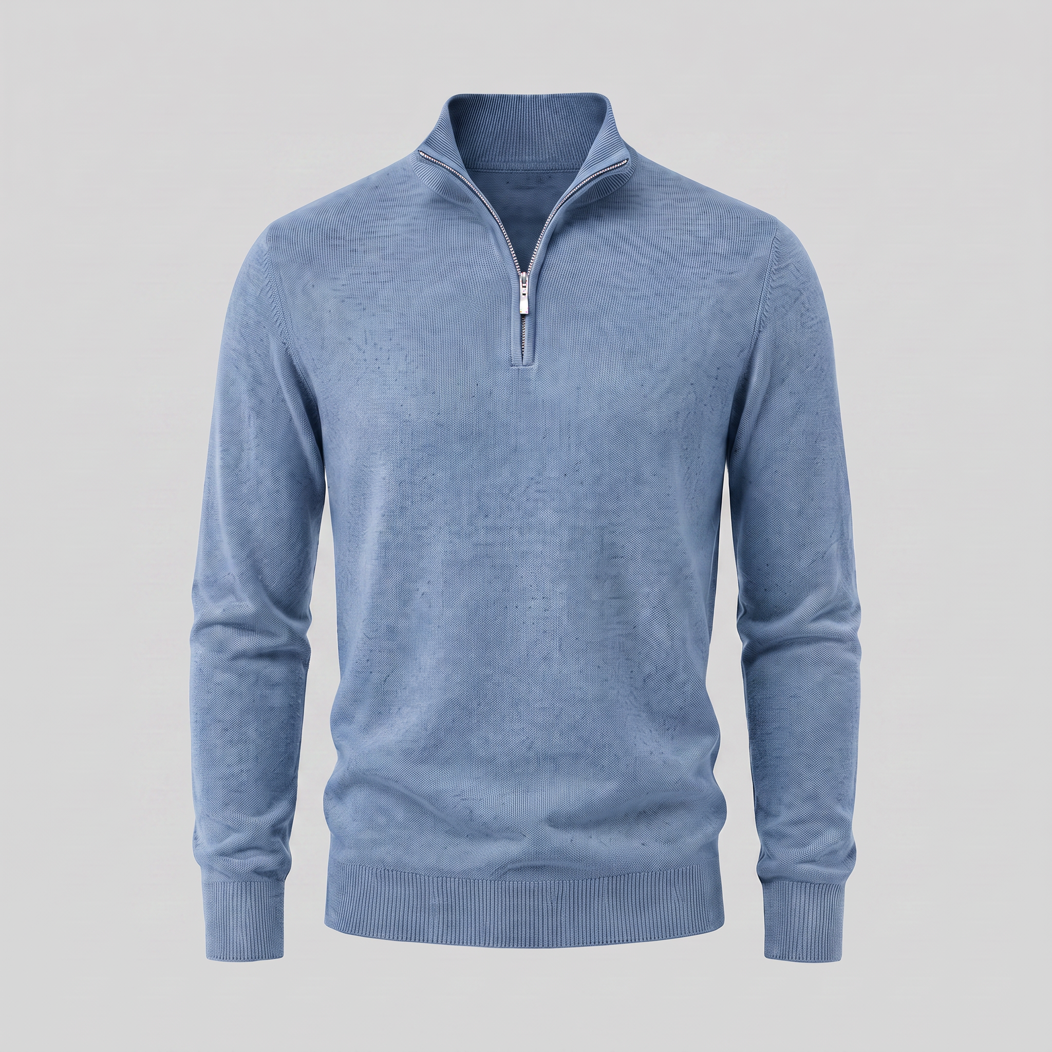 Herren V-Ausschnitt-Pullover mit Reissverschluss-Detail