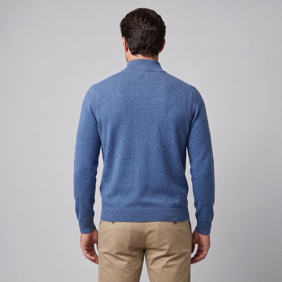 Herren V-Ausschnitt-Pullover mit Reissverschluss-Detail
