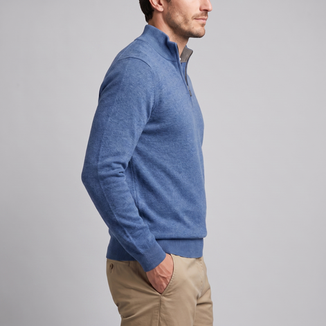 Herren V-Ausschnitt-Pullover mit Reissverschluss-Detail