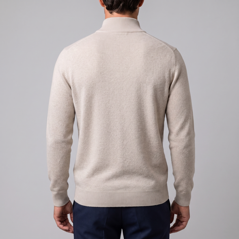 Herren V-Ausschnitt-Pullover mit Reissverschluss-Detail