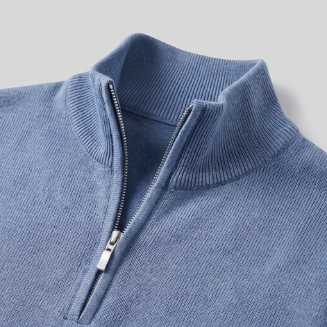 Herren V-Ausschnitt-Pullover mit Reissverschluss-Detail