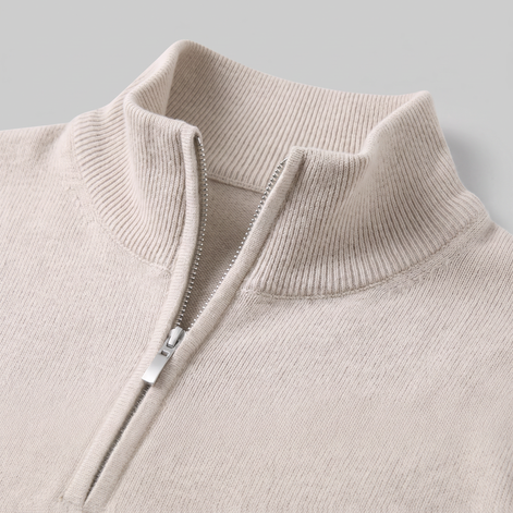 Herren V-Ausschnitt-Pullover mit Reissverschluss-Detail
