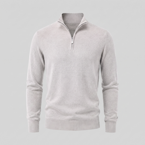 Herren V-Ausschnitt-Pullover mit Reissverschluss-Detail