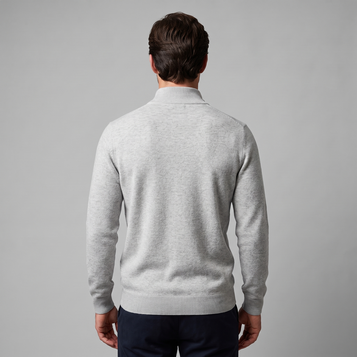 Herren V-Ausschnitt-Pullover mit Reissverschluss-Detail