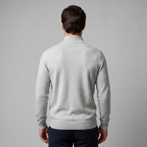 Herren V-Ausschnitt-Pullover mit Reissverschluss-Detail