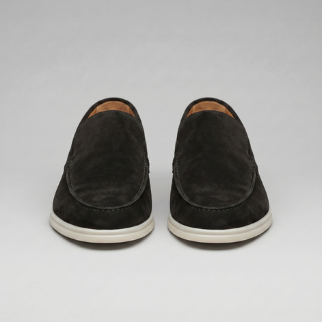 Herren Veloursleder Schwarze Loafer
