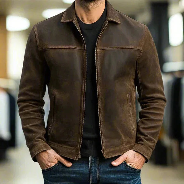Herren Vintage Fliegerjacke mit Reißverschluss für Freizeit