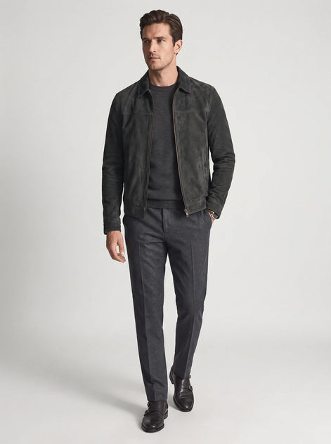 Herren Vintage Fliegerjacke mit Reißverschluss für Freizeit
