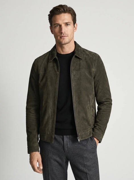 Herren Vintage Fliegerjacke mit Reißverschluss für Freizeit
