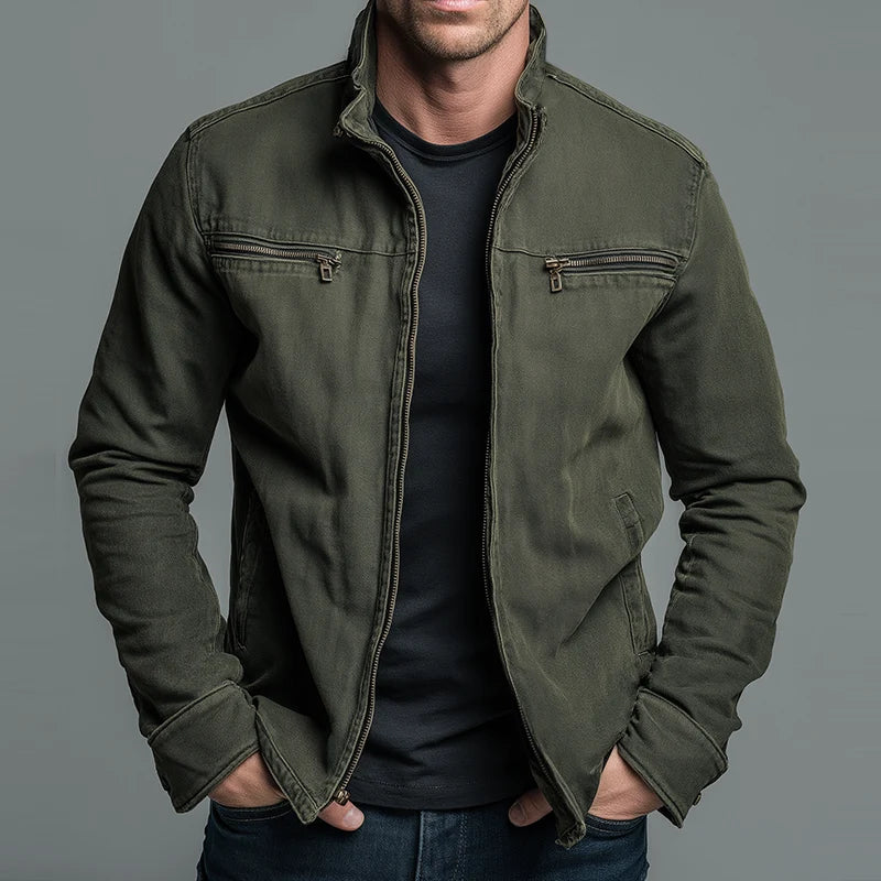 Herren Vintage Reißverschlussjacke mit Stehkragen