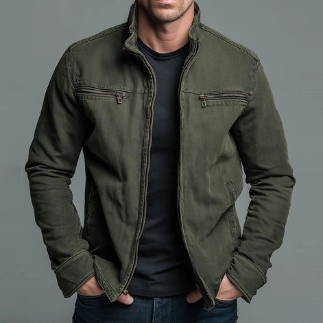 Herren Vintage Reißverschlussjacke mit Stehkragen