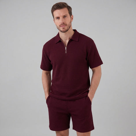 Herren Waffelstrick Kurzes Outfit Sommer Set