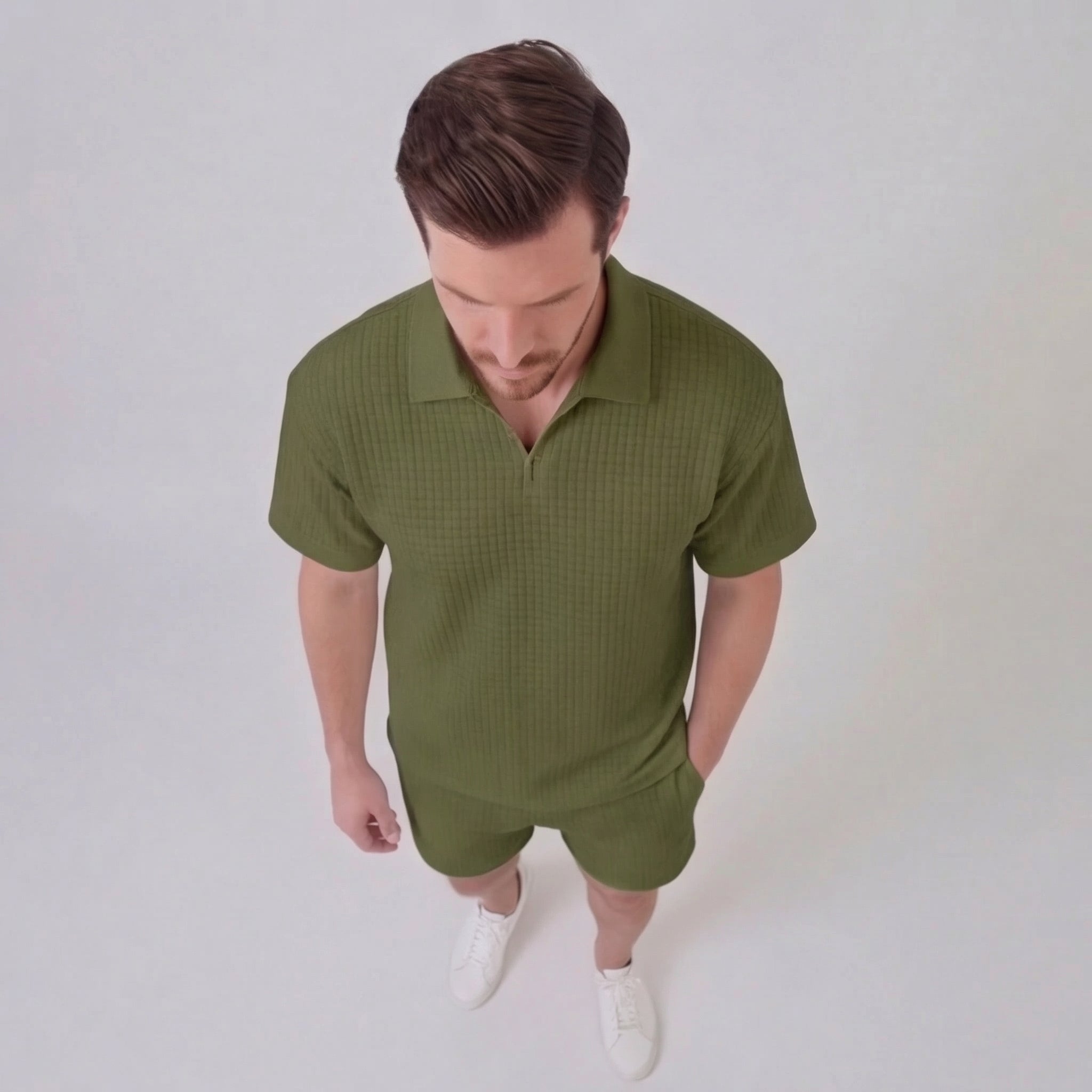 Herren Waffelstrick Kurzes Outfit Sommer Set