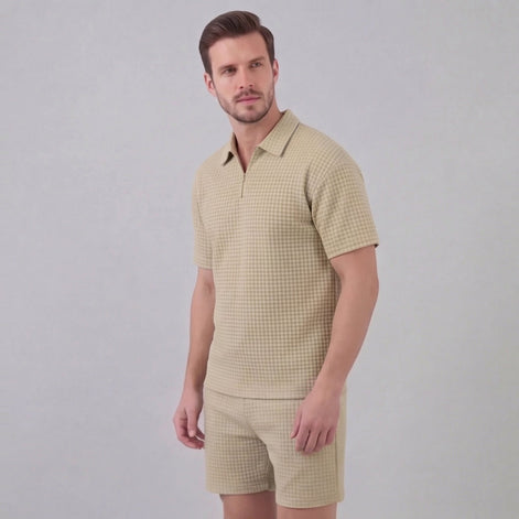Herren Waffelstrick Kurzes Outfit Sommer Set