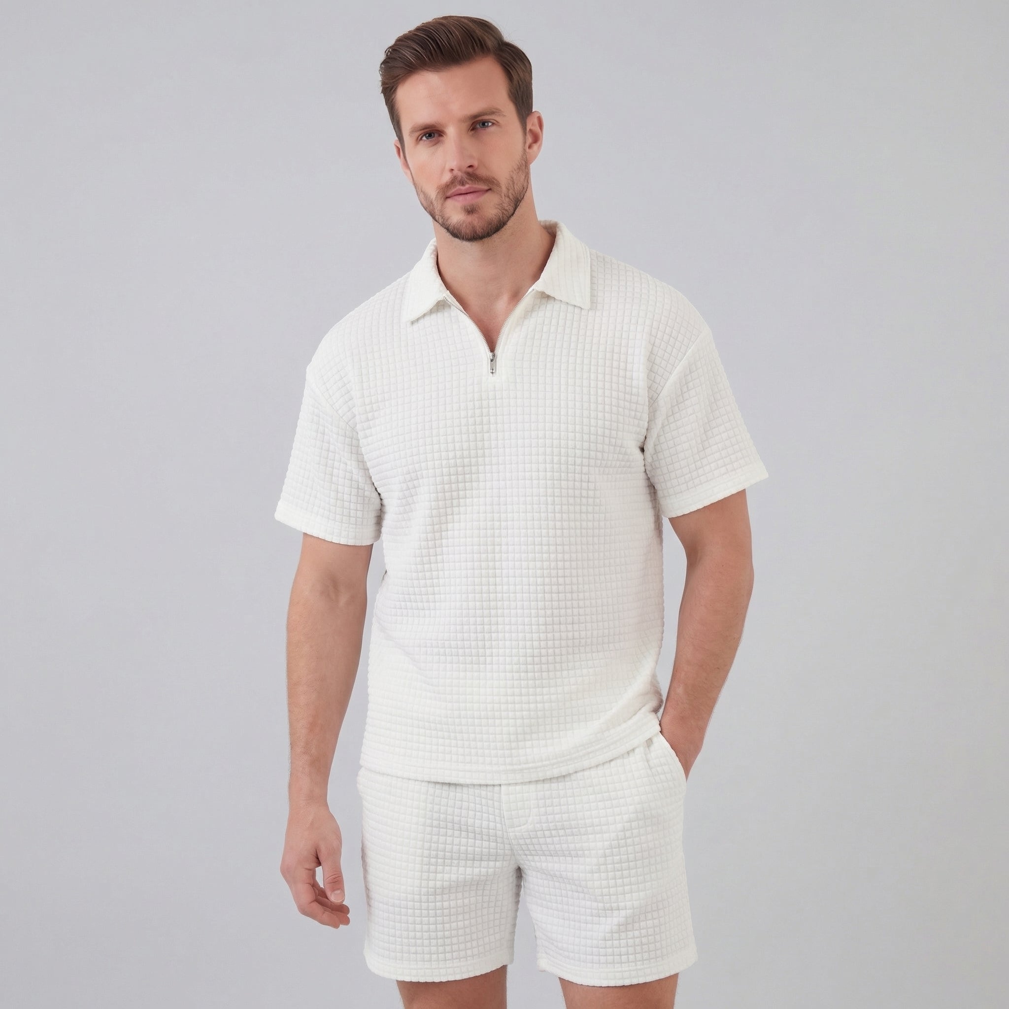 Herren Waffelstrick Kurzes Outfit Sommer Set