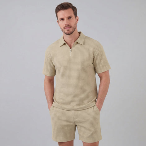 Herren Waffelstrick Kurzes Outfit Sommer Set