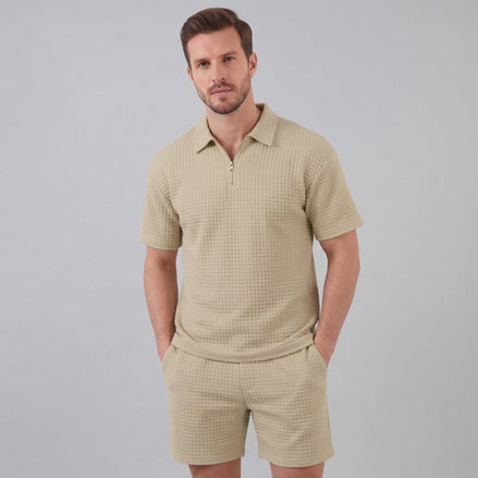 Herren Waffelstrick Kurzes Outfit Sommer Set