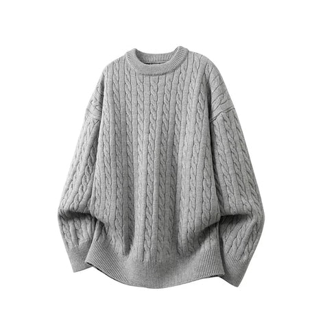 Herren Weihnachts Pullover Zopfstrick mit Rundhalsausschnitt