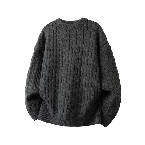 Herren Weihnachts Pullover Zopfstrick mit Rundhalsausschnitt