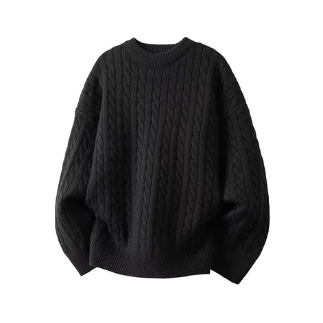 Herren Weihnachts Pullover Zopfstrick mit Rundhalsausschnitt