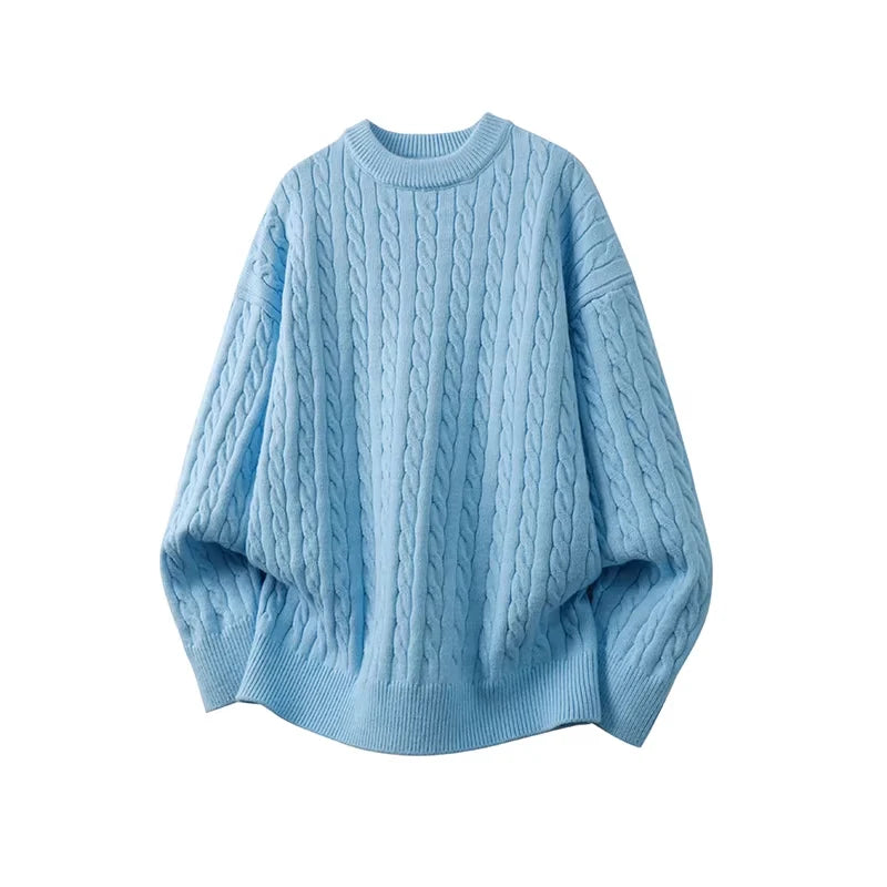 Herren Weihnachts Pullover Zopfstrick mit Rundhalsausschnitt