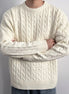 Herren Weihnachts Pullover Zopfstrick mit Rundhalsausschnitt