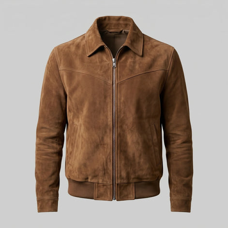 Herren Wildleder Bomberjacke im Harrington-Stil