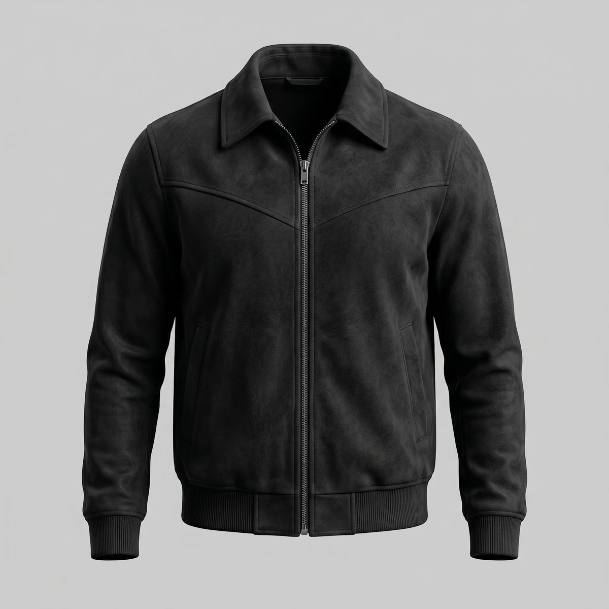 Herren Wildleder Bomberjacke im Harrington-Stil