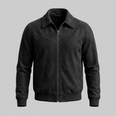 Herren Wildleder Bomberjacke im Harrington-Stil