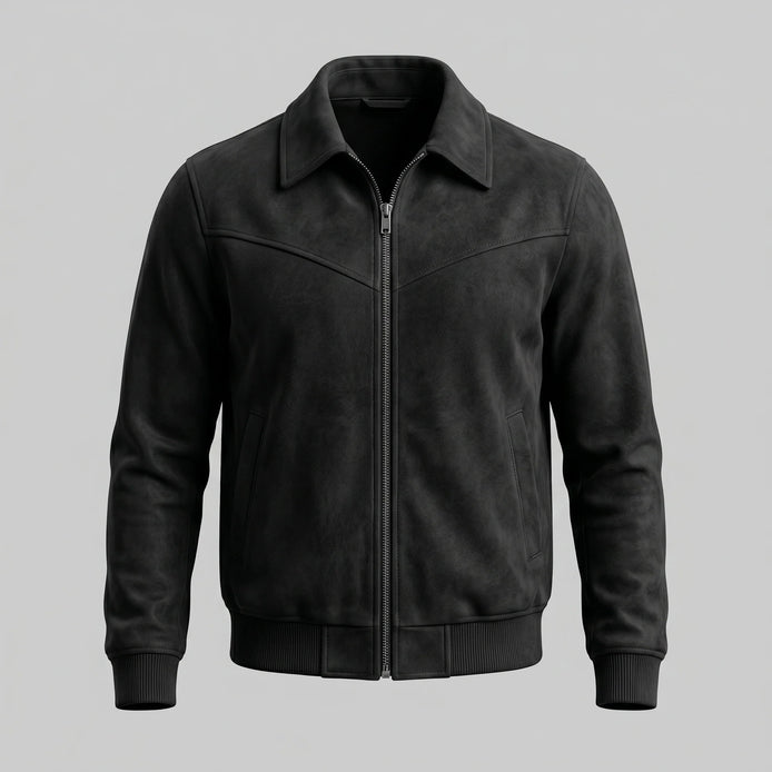 Herren Wildleder Bomberjacke im Harrington-Stil