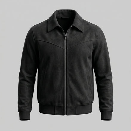 Herren Wildleder Bomberjacke im Harrington-Stil