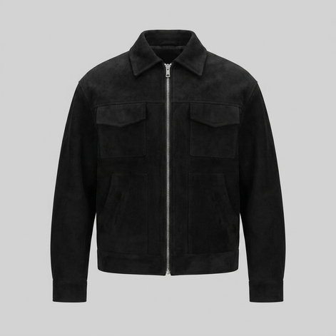 Herren Wildleder-Optik Jacke mit Flap-Taschen