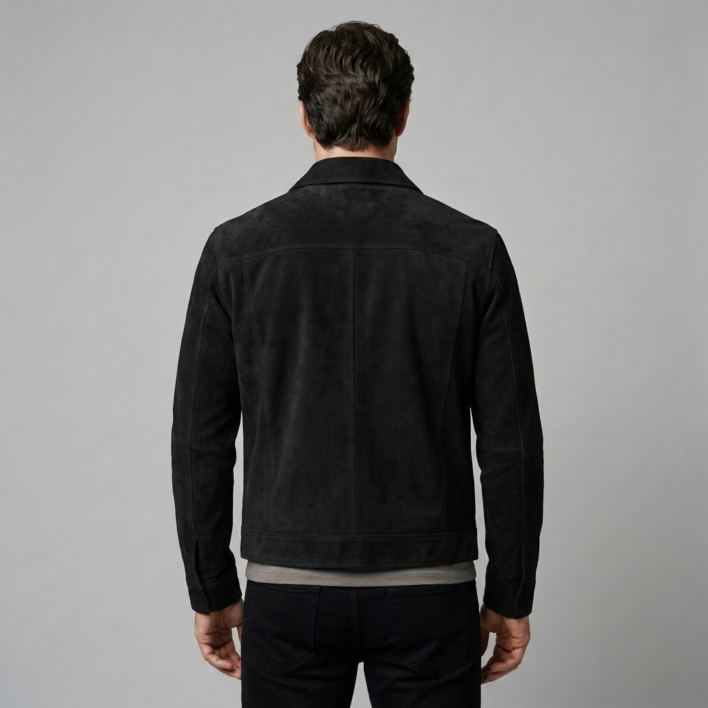 Herren Wildleder-Optik Jacke mit Flap-Taschen
