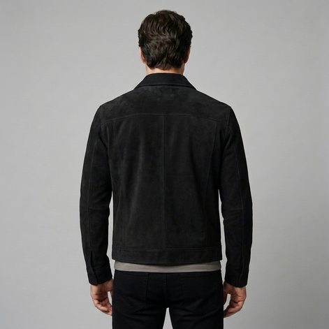 Herren Wildleder-Optik Jacke mit Flap-Taschen