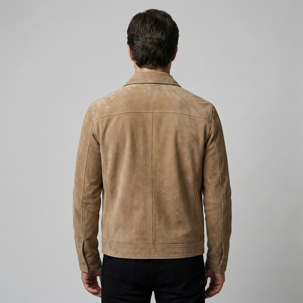 Herren Wildleder-Optik Jacke mit Flap-Taschen