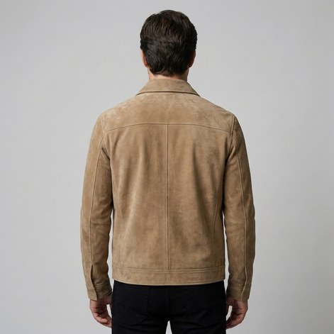 Herren Wildleder-Optik Jacke mit Flap-Taschen