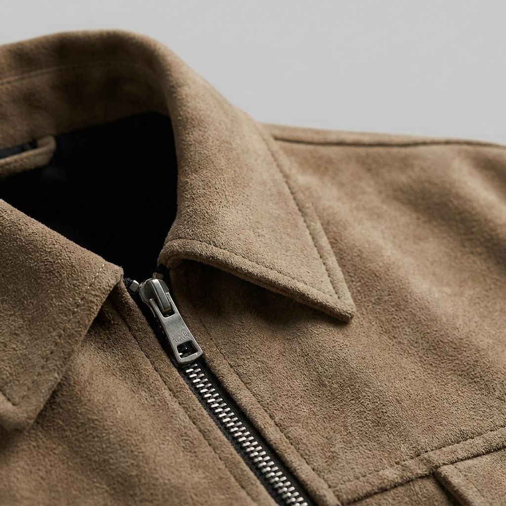 Herren Wildleder-Optik Jacke mit Flap-Taschen