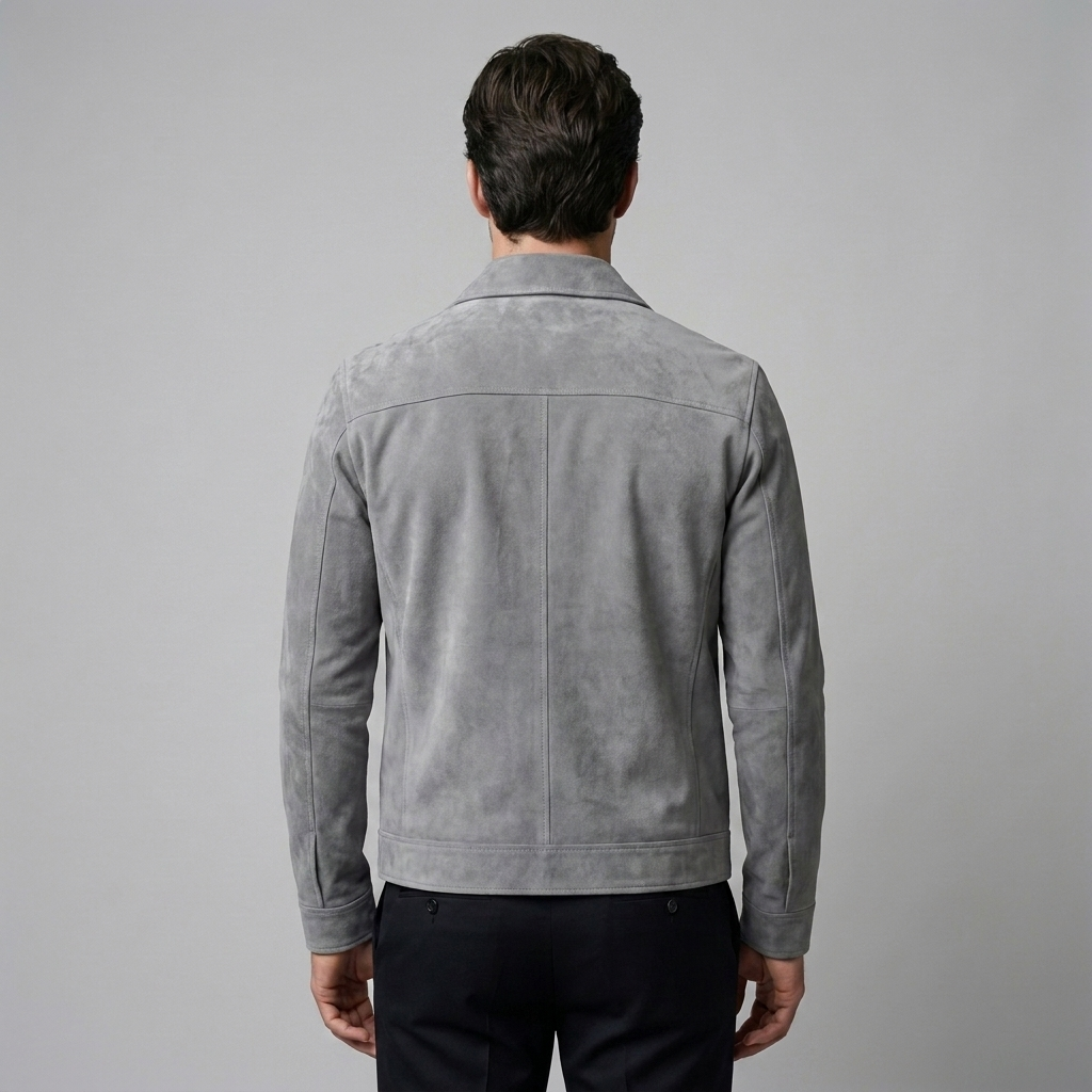 Herren Wildleder-Optik Jacke mit Flap-Taschen