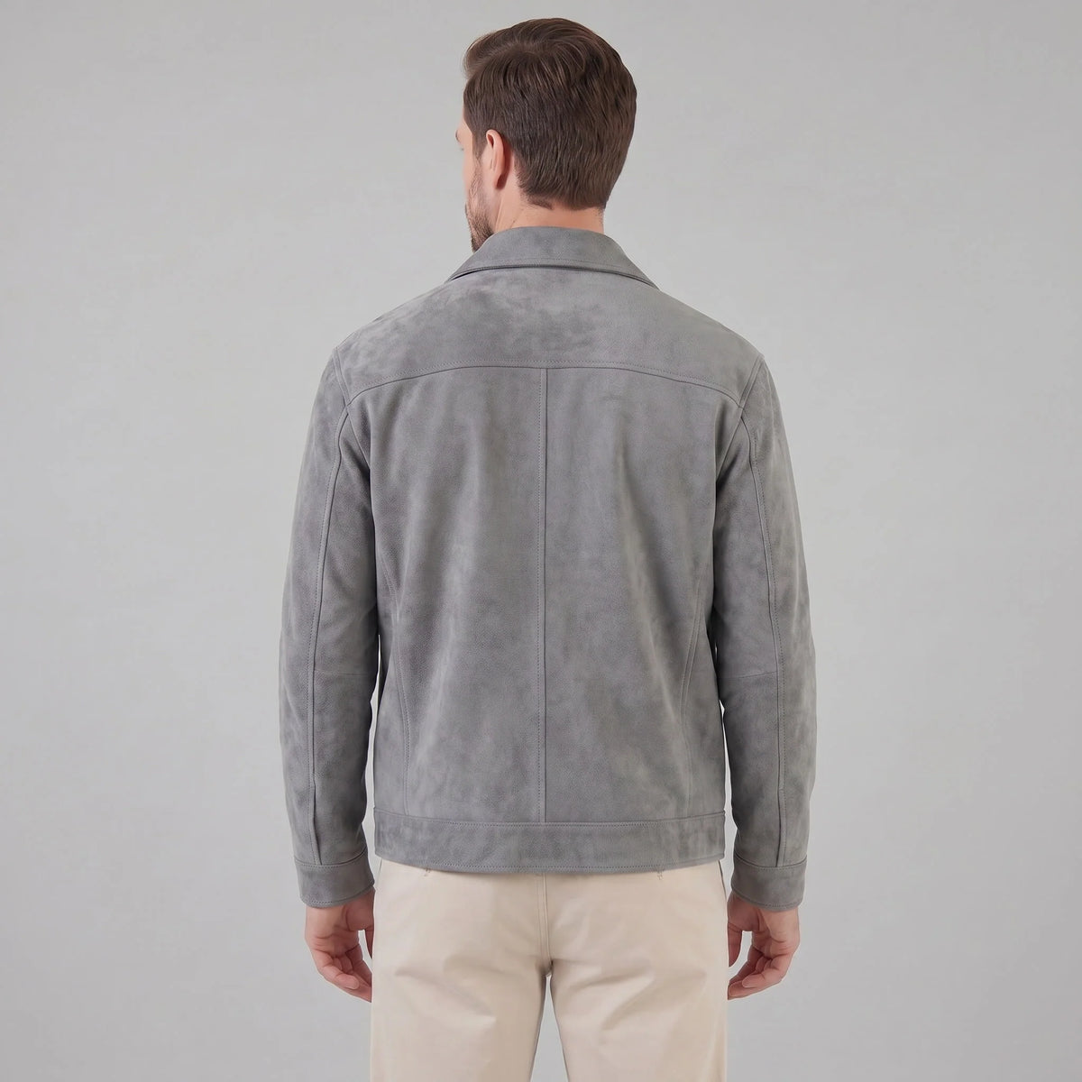 Herren Wildlederjacke mit Reißverschlusskragen