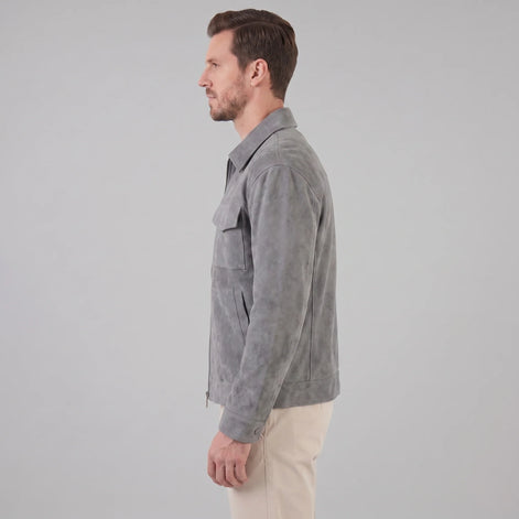 Herren Wildlederjacke mit Reißverschlusskragen