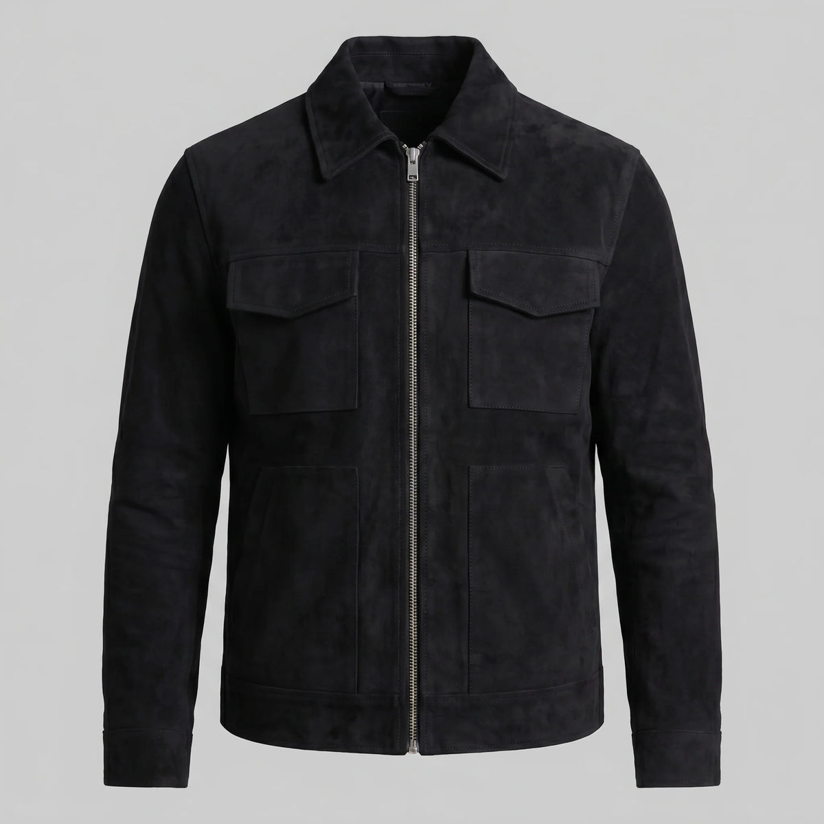 Herren Wildlederjacke mit Reißverschlusskragen