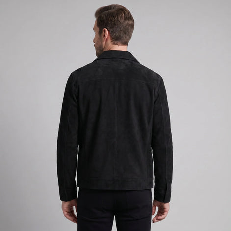 Herren Wildlederjacke mit Reißverschlusskragen