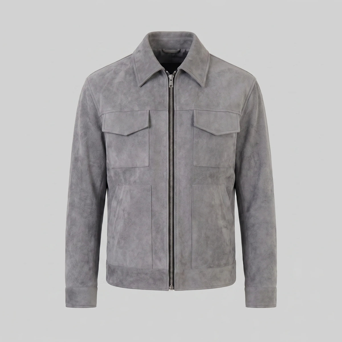 Herren Wildlederjacke mit Reißverschlusskragen