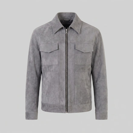 Herren Wildlederjacke mit Reißverschlusskragen